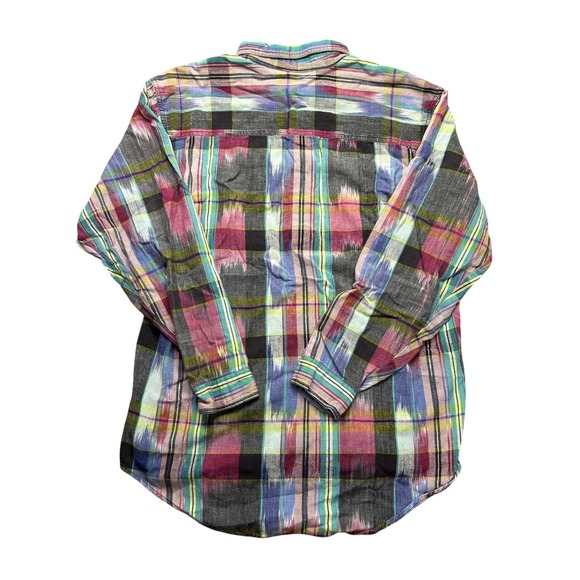 Vintage Bugle Boy Button Down Shirt Mens Medium 90s Grunge Plaid Cotton - Picture 2 of 6